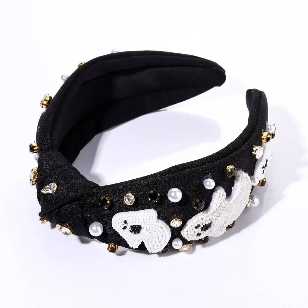 Halloween Headband Women Beaded Pumpkin Rhinestone Costume Party Accessory
